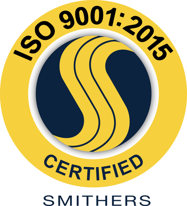 ISO 9001:2015 certified by Smithers seal